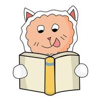 Cute sheep holding open books and reading. vector