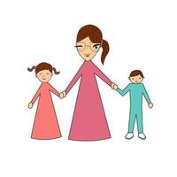 Single mother with little daughters and little boy vector