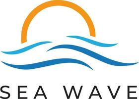 sea waves logo set, sun waves logo set, whale waves logo vector