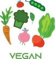 Vegan sign. Hand drawn vector illustration