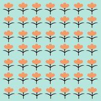 Cute seamless geometric pattern with scattered flowers and dots. Simple girly print. Vector illustration.