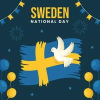 Sweden National Day Social Media Background Illustration Cartoon Hand Drawn Templates vector