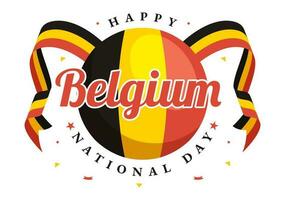 Happy Belgium Independence Day on July 21 Vector Illustration with Waving Flag Background in Flat Cartoon Hand Drawn for Landing Page Templates