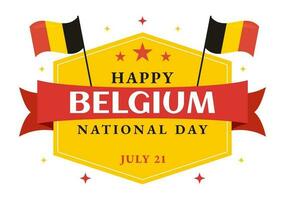 Happy Belgium Independence Day on July 21 Vector Illustration with Waving Flag Background in Flat Cartoon Hand Drawn for Landing Page Templates