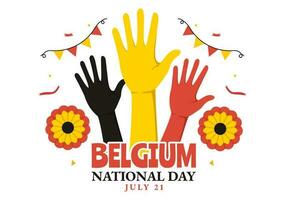 Happy Belgium Independence Day on July 21 Vector Illustration with Waving Flag Background in Flat Cartoon Hand Drawn for Landing Page Templates