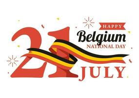 Happy Belgium Independence Day on July 21 Vector Illustration with Waving Flag Background in Flat Cartoon Hand Drawn for Landing Page Templates