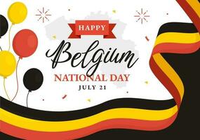 Happy Belgium Independence Day on July 21 Vector Illustration with Waving Flag Background in Flat Cartoon Hand Drawn for Landing Page Templates