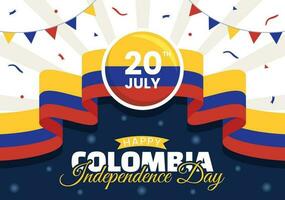 Colombia independencia día vector ilustración con ondulación bandera en nacional fiesta celebracion plano dibujos animados mano dibujado aterrizaje página plantillas