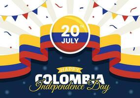 Colombia Independence Day Vector Illustration with Waving Flag in National Holiday Celebration Flat Cartoon Hand Drawn Landing Page Templates