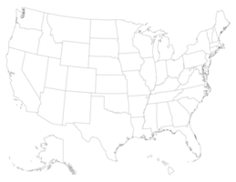 USA map with states, United States of America map. Isolated map of USA. png