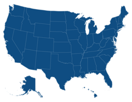 USA map with states, United States of America map. Isolated map of USA. png