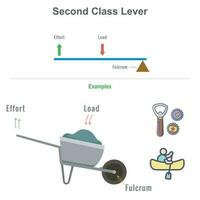 Second class lever with example vector illustration