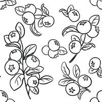 Blueberry Branch Sketch Seamless Background vector
