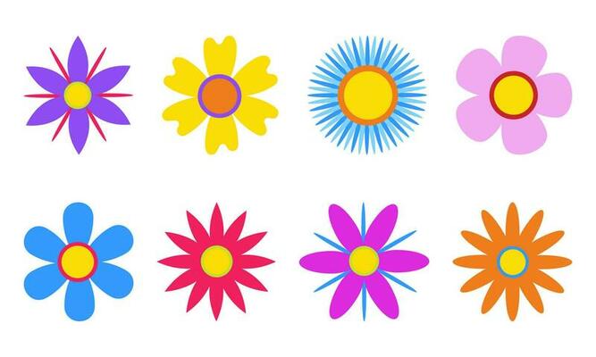 Set of Flowers of Different Shapes