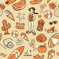 Seamless Pattern Beach Girl Holiday vector