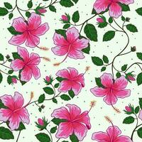 Seamless Pattern of Pink Hibiscus Flower vector