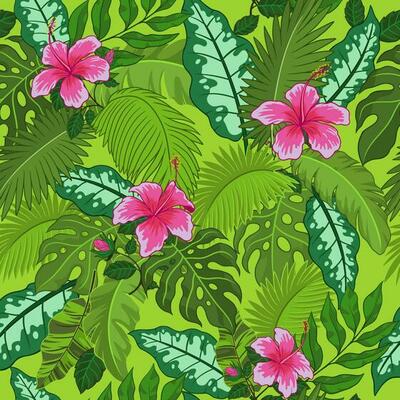 Seamless Pattern of Tropical Leaves
