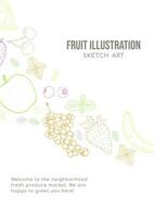 Fruit sketch art illustration poster template vector