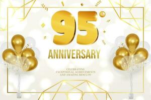 Anniversary celebration horizontal flyer golden letters and balloons 95 vector