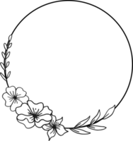 circulo floral frontera con mano dibujado flores y hojas png