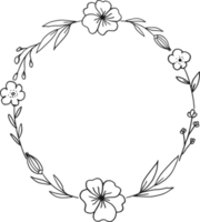 cercle floral frontière avec main tiré fleurs et feuilles png