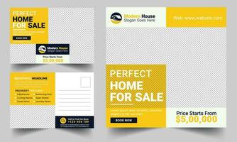 Real Estate Property Social Media Post or Modern Home Sale Social Media Promotion Square Flyer Web Banner Design Template Pro Vector Real estate home for sale social media banner template Free Vector