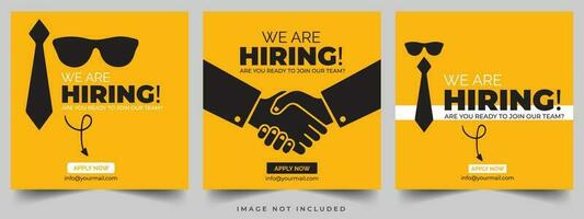 We are hiring job vacancy social media post banner design template with red color. We are hiring job vacancy square web banner design template vector