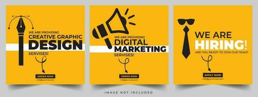 We are hiring job vacancy social media post banner design template with red color. We are hiring job vacancy square web banner design template vector