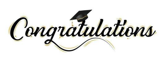 Congratulations greeting sign. Congrats Graduated. Congratulations Class of 2023. Congratulating banner. Isolated vector text for graduation design, greeting card, poster, invitation