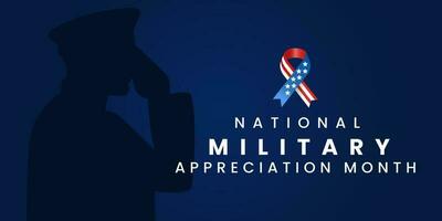 Vector illustration of National Military Appreciation Month is celebrated every year in May, Poster, card, banner and background.