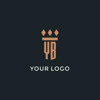 YB logo initial with pillar icon design, luxury monogram style logo for law firm and attorney vector