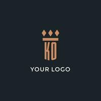 KO logo initial with pillar icon design, luxury monogram style logo for law firm and attorney vector