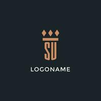 su logo inicial con pilar icono diseño, lujo monograma estilo logo para ley firma y abogado vector