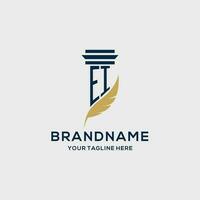 EI monogram initial logo with pillar and feather design vector