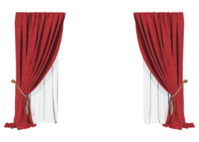 curtains red blackout with curtains sheer in PNG isolated on transparent background. with a 3D image rendering