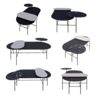 set of furniture coffee table 3D rendering. PNG file.