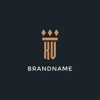 XV logo initial with pillar icon design, luxury monogram style logo for law firm and attorney vector