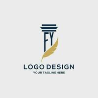 FY monogram initial logo with pillar and feather design vector