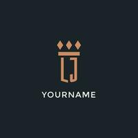 LJ logo initial with pillar icon design, luxury monogram style logo for law firm and attorney vector