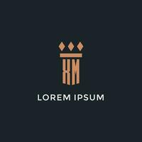 XM logo initial with pillar icon design, luxury monogram style logo for law firm and attorney vector