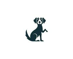 Cute Dog Sitting And Shaking Hand Logo Icon Design Modern Vector Concept Illustration.