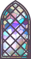 gótico manchado vidro janela. Igreja medieval arco. católico catedral mosaico quadro. velho arquitetura Projeto png