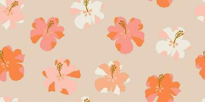 Tropical flower pattern seamless, silhouette of blooming, hand drawn botanical, Floral leaf for spring and Summer time, natural ornaments for textile, fabric, wallpaper, background design. vector