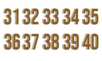 NUMBER 31 TO 40 GOLD SILVER STYLE PNG