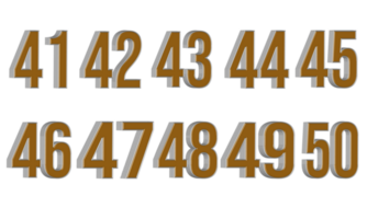 NUMBER 41 TO 50 GOLD SILVER STYLE PNG