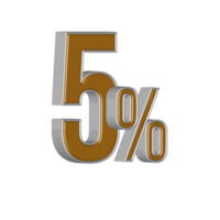 3D NUMBER PERCENTAGE GOLD AND SILVER STYLE png