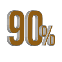 3D NUMBER PERCENTAGE GOLD AND SILVER STYLE png