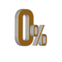 3D NUMBER PERCENTAGE GOLD AND SILVER STYLE png