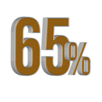 3D NUMBER PERCENTAGE GOLD AND SILVER STYLE png