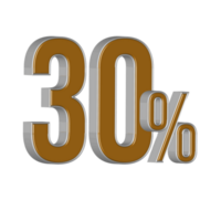 3D NUMBER PERCENTAGE GOLD AND SILVER STYLE png